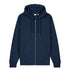 Front view flat lay of women’s French navy organic cotton brushed heavyweight 350GSM zip up sweatshirt – Louvóre athleisure apparel